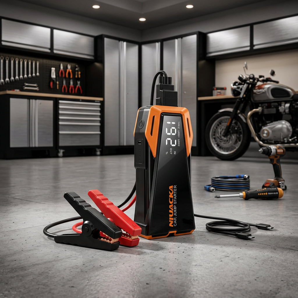 Portable Car Jump Starter with USB Power Bank & LED Emergency Light