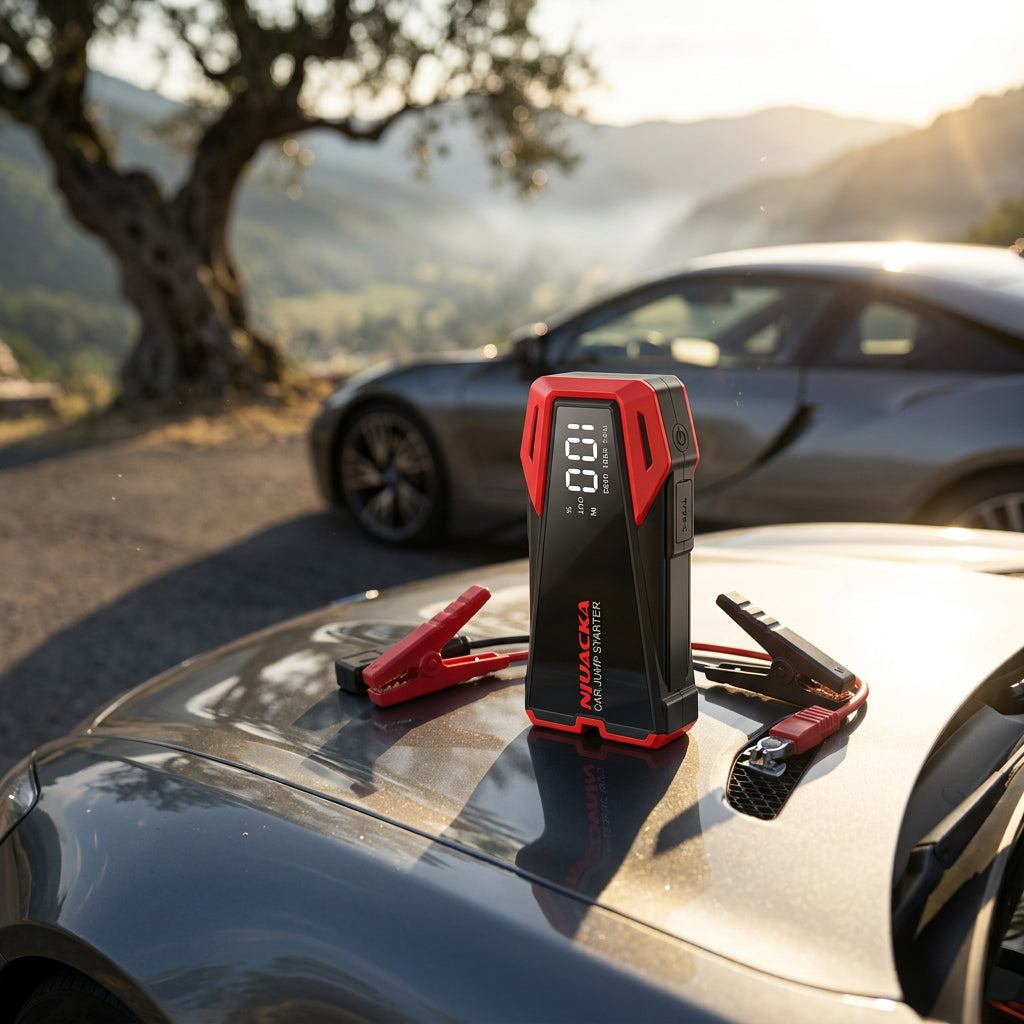 Portable Car Jump Starter with USB Power Bank & LED Emergency Light