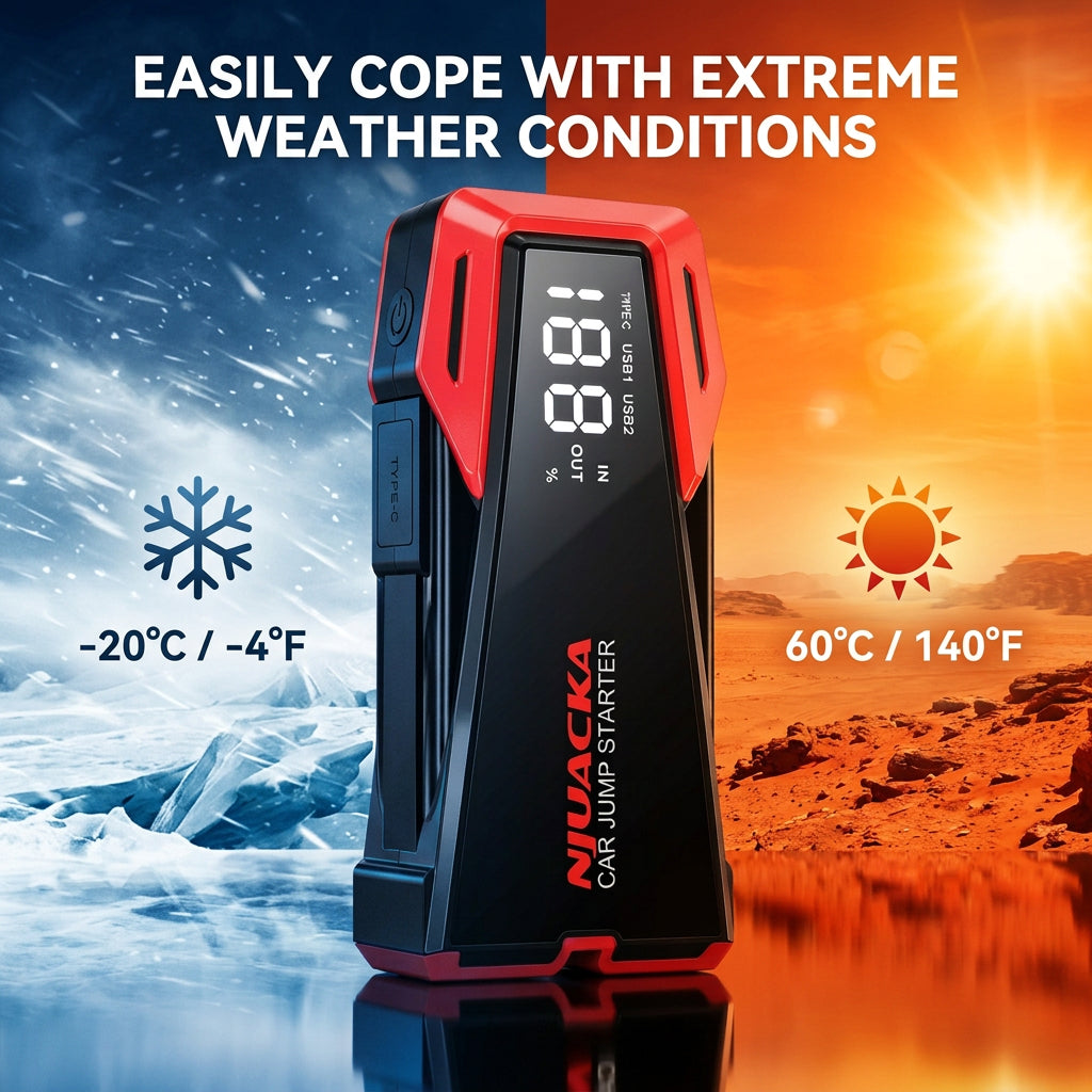 Portable Car Jump Starter with USB Power Bank & LED Emergency Light